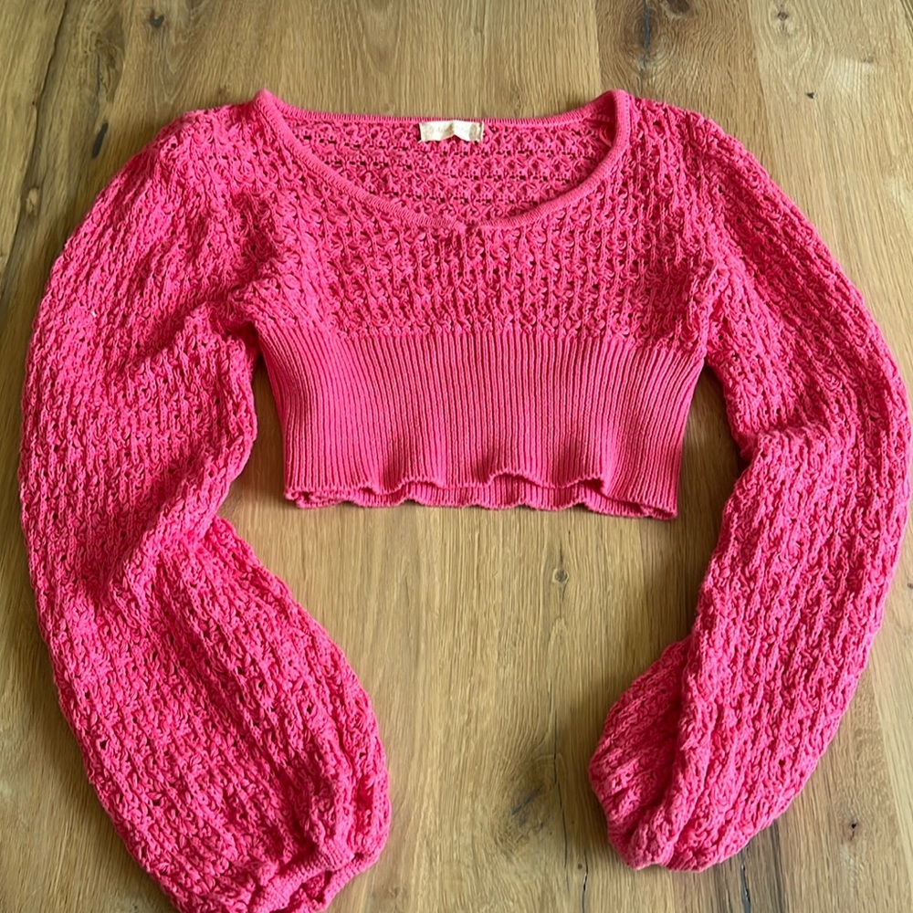 Hot pink Knit cropped sweater